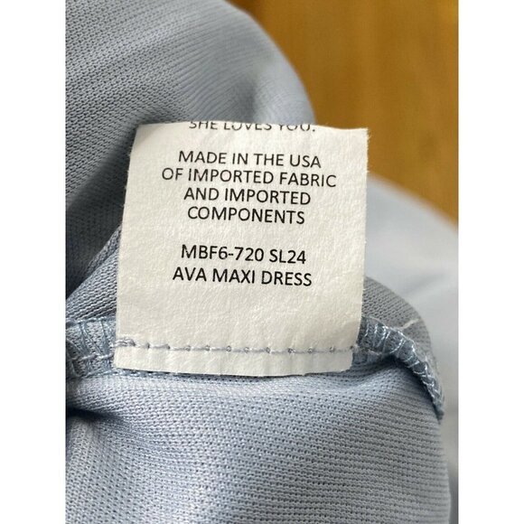 SHOW ME YOUR MUMU DRESS AVA MAXI‎ STEEL BLUE CHIFFON DEEP V SIZE S - Picture 7 of 9